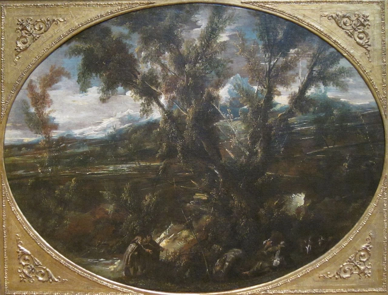 Paesaggio boscoso con monaci presso una fontana - Dayton Art Institute